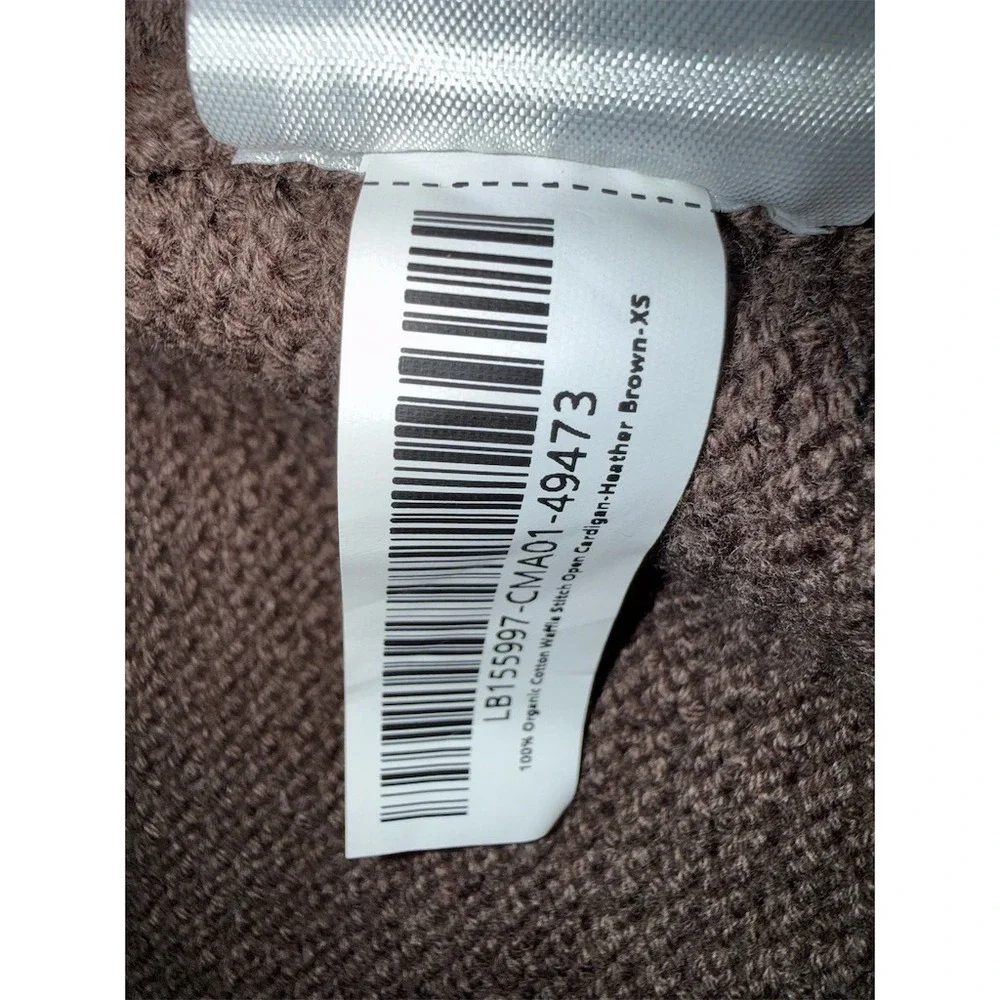 Quince 100% organic cotton waffle  open front Cardigan Sweater XS heather brown